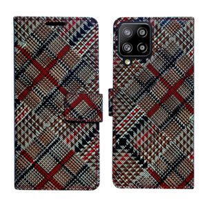 Dhar Flips Check Flip Cover Samsung M42 | Leather Finish | Shock Proof | Magnetic Clouser | Light Weight | Compatible with Samsung M42 Cover | Best Designer Cover For Samsung M42