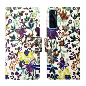 Dhar Flips Purple Pattern Flip Cover Vivo V20 SE | Leather Finish | Shock Proof | Magnetic Clouser | Light Weight | Compatible with Vivo V20 SE Cover | Best Designer Cover For Vivo V20 SE