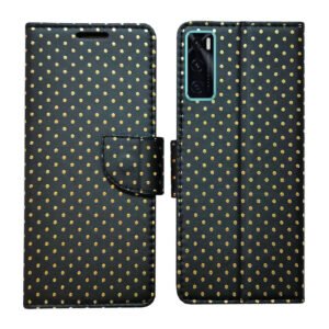 Dhar Flips Black Dot Flip Cover Vivo V20 SE | Leather Finish | Shock Proof | Magnetic Clouser | Light Weight | Compatible with Vivo V20 SE Cover | Best Designer Cover For Vivo V20 SE