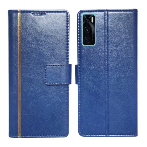 Dhar Flips Blue GP Flip Cover Vivo V20 SE | Leather Finish | Shock Proof | Magnetic Clouser | Light Weight | Compatible with Vivo V20 SE Cover | Best Designer Cover For Vivo V20 SE