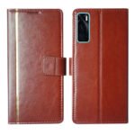 Dhar Flips Brown GP Flip Cover Vivo V20 SE | Leather Finish | Shock Proof | Magnetic Clouser | Light Weight | Compatible with Vivo V20 SE Cover | Best Designer Cover For Vivo V20 SE