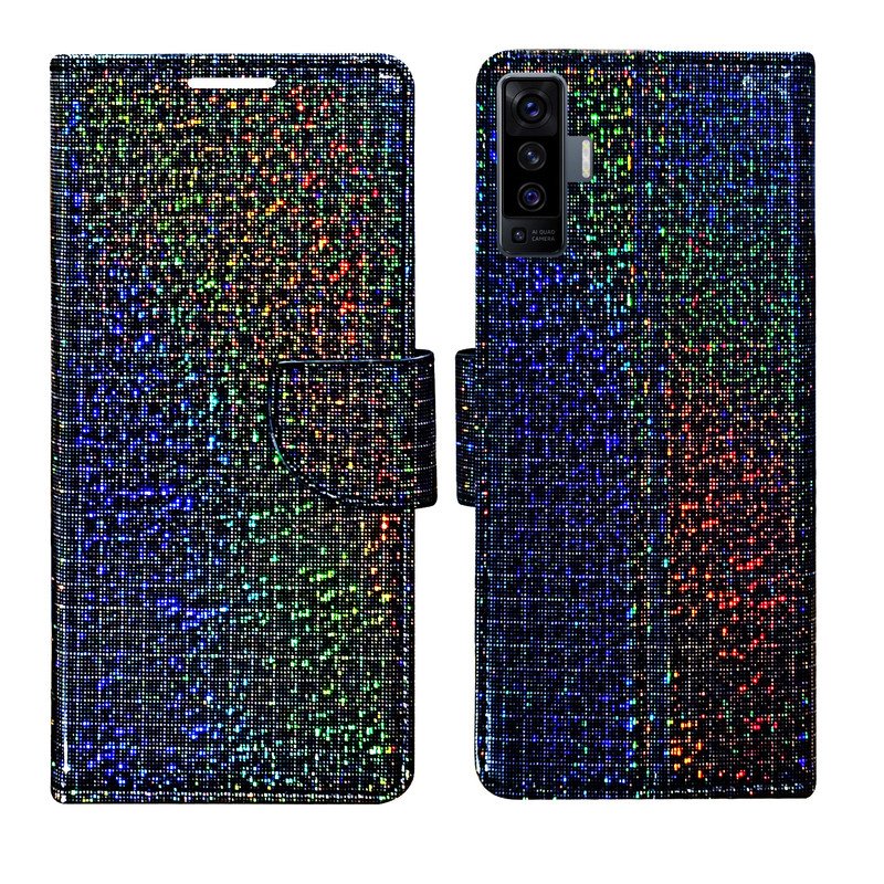 Dhar Flips Glitter Flip Cover Vivo X50 | Leather Finish | Shock Proof | Magnetic Clouser | Light Weight | Compatible with Vivo X50 Cover | Best Designer Cover For Vivo X50