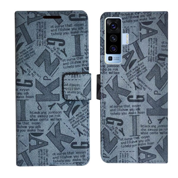 Dhar Flips Grey ATZ Flip Cover Vivo X50 | Leather Finish | Shock Proof | Magnetic Clouser | Light Weight | Compatible with Vivo X50 Cover | Best Designer Cover For Vivo X50