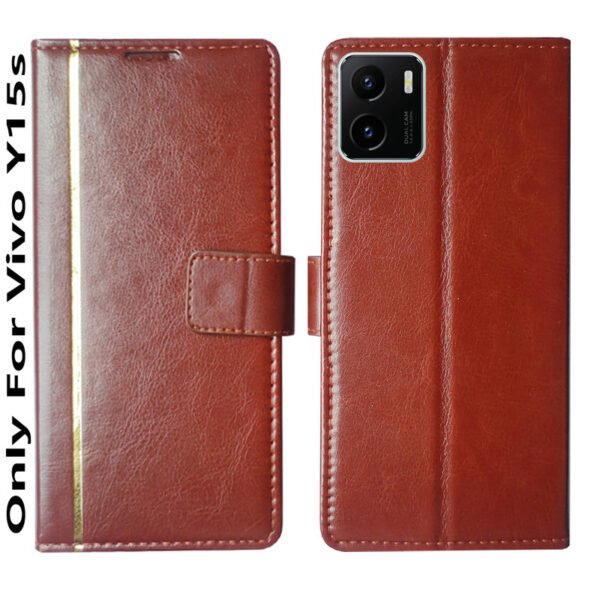 Dhar Flips Brown GP Flip Cover Vivo Y15C  | Leather Finish | Shock Proof | Magnetic Clouser | Light Weight | Compatible with Vivo Y15C  Cover | Best Designer Cover For Vivo Y15C