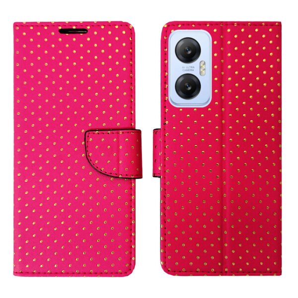 Dhar Flips Pink Dot Flip Cover Infinix Hot 20 5G   | Leather Finish | Shock Proof | Magnetic Clouser | Light Weight | Compatible with Infinix Hot 20 5G  Cover | Best Designer Cover For Infinix Hot 20 5G