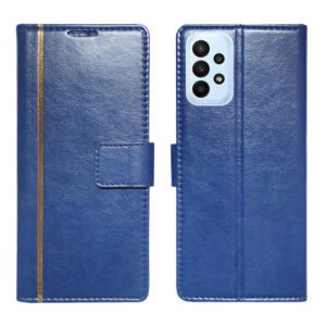 Dhar Flips Blue GP Flip Cover Samsung A23 5G | Leather Finish | Shock Proof | Magnetic Clouser | Light Weight | Compatible with Samsung A23 5G Cover | Best Designer Cover For Samsung A23 5G