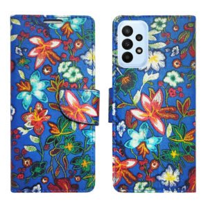 Dhar Flips Blue Pattern Flip Cover Samsung A23 5G | Leather Finish | Shock Proof | Magnetic Clouser | Light Weight | Compatible with Samsung A23 5G Cover | Best Designer Cover For Samsung A23 5G