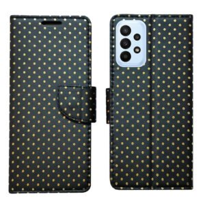 Dhar Flips Black Dot Flip Cover Samsung A23 5G | Leather Finish | Shock Proof | Magnetic Clouser | Light Weight | Compatible with Samsung A23 5G Cover | Best Designer Cover For Samsung A23 5G