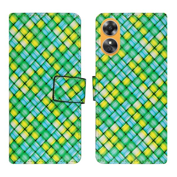 Dhar Flips Mat Green Flip Cover Oppo A17 | Leather Finish | Shock Proof | Magnetic Clouser | Light Weight | Compatible with Oppo A17 Cover | Best Designer Cover For Oppo A17