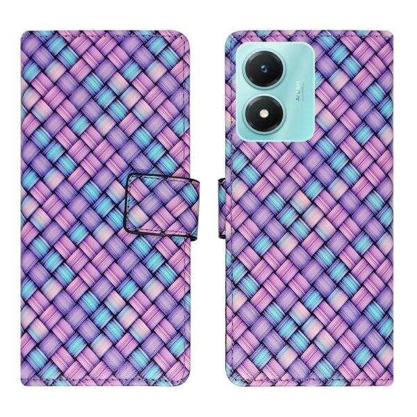 Dhar Flips Mat Purple Flip Cover Vivo Y02s | Leather Finish | Shock Proof | Magnetic Clouser | Light Weight | Compatible with Vivo Y02s Cover | Best Designer Cover For Vivo Y02s