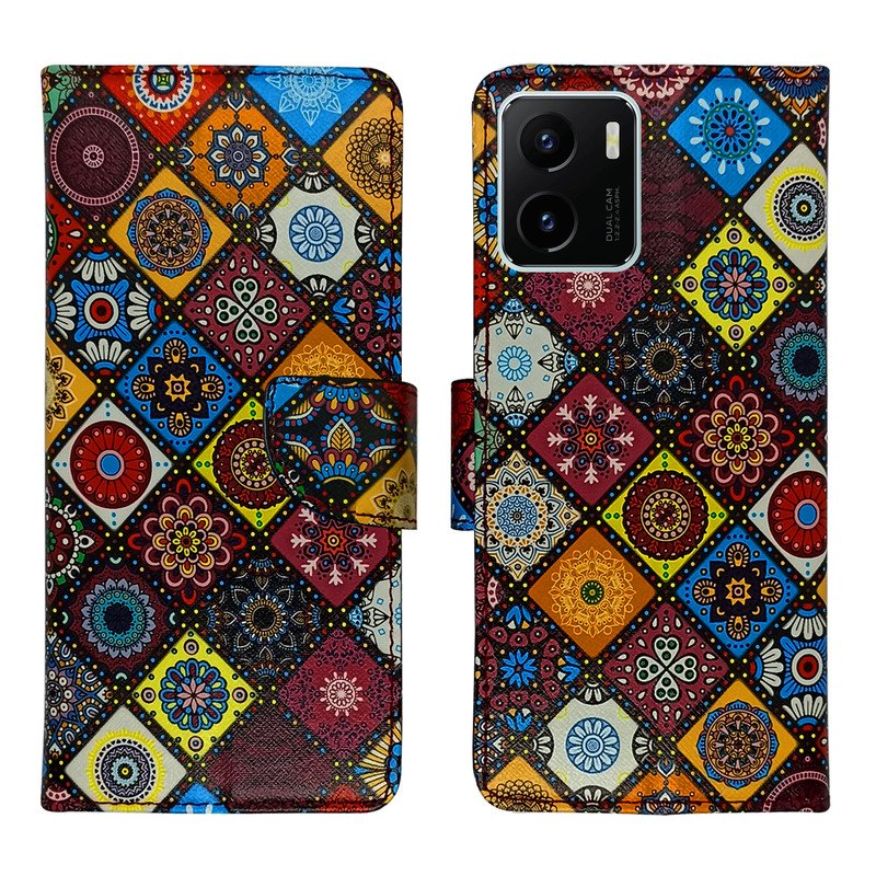 Dhar Flips Rangoli Flip Cover Vivo Y15c | Leather Finish | Shock Proof | Magnetic Clouser | Light Weight | Compatible with Vivo Y15c Cover | Best Designer Cover For Vivo Y15c
