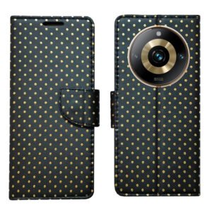 Dhar Flips Black Dot Flip Cover Realme 11 Pro Plus 5G | Leather Finish | Shock Proof | Magnetic Clouser | Light Weight | Compatible with Realme 11 Pro Plus 5G Cover | Best Designer Cover For Realme 11 Pro Plus 5G
