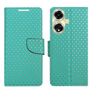 Dhar Flips Aquamarine Dot Flip Cover  Oppo A59 5G | Leather Finish | Shock Proof | Magnetic Clouser | Light Weight | Compatible with  Oppo A59 5G Cover | Best Designer Cover For  Oppo A59 5G