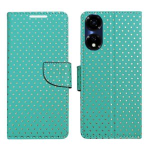Dhar Flips Aquamarine Dot Flip Cover  Itel P55 5G | Leather Finish | Shock Proof | Magnetic Clouser | Light Weight | Compatible with  Itel P55 5G Cover | Best Designer Cover For  Itel P55 5G