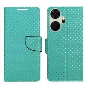 Dhar Flips Aquamarine Dot Flip Cover  Itel P55 Plus | Leather Finish | Shock Proof | Magnetic Clouser | Light Weight | Compatible with  Itel P55 Plus Cover | Best Designer Cover For  Itel P55 Plus