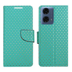 Dhar Flips Aquamarine Dot Flip Cover  Moto G24 Power| Leather Finish | Shock Proof | Magnetic Clouser | Light Weight | Compatible with  Moto G24 PowerCover | Best Designer Cover For  Realme 12 Pro 5G