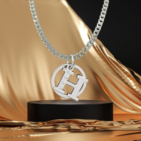 D2Fashion H Letter Locket In Highly Finish Material Silver Metal Pendant