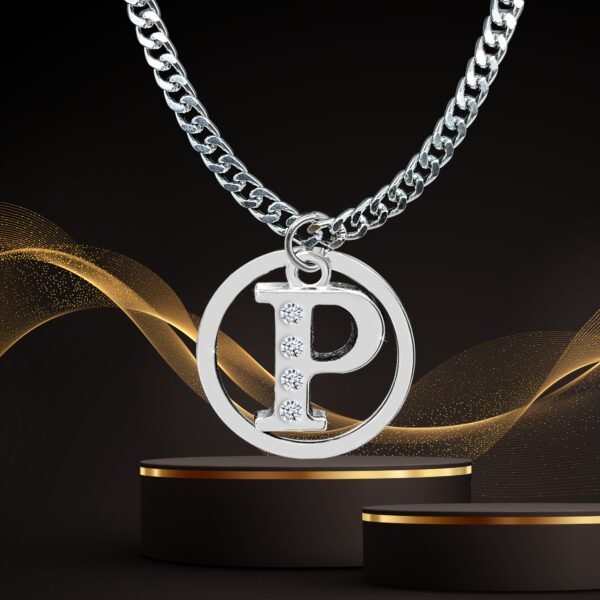 D2Fashion Stylish P Letter Pendant With Stainless Steel Silver Chain in Silver Metal Pendant
