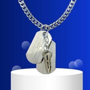 D2Fashion Bullet with Plate In Highly Finish Material Silver Metal Pendant