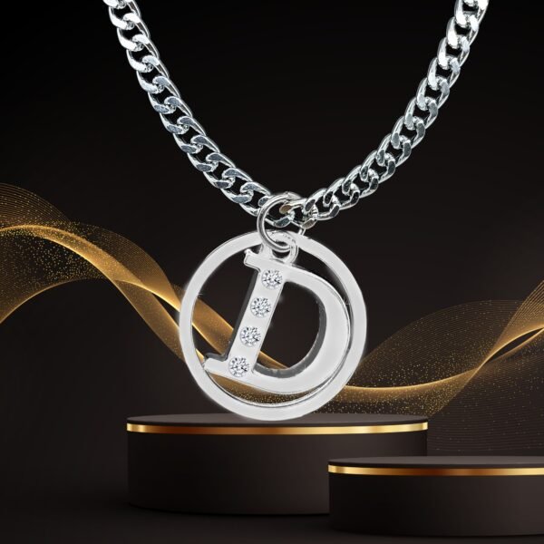 D2Fashion Stylish D Letter Pendant With Stainless Steel Silver Chain in Silver Metal Pendant