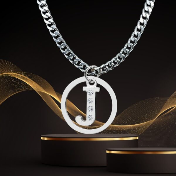D2Fashion Stylish J Letter Pendant With Stainless Steel Silver Chain in Silver Metal Pendant