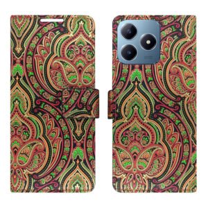 Dhar Flips Heena Green Flip Cover Realme C63 | Leather Finish | Shock Proof | Magnetic Clouser | Light Weight | Compatible with Realme C63 Cover | Best Designer Cover For Realme C63