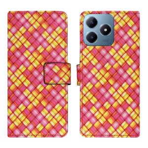 Dhar Flips Mat Pink Flip Cover Realme C63 | Leather Finish | Shock Proof | Magnetic Clouser | Light Weight | Compatible with Realme C63 Cover | Best Designer Cover For Realme C63